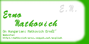 erno matkovich business card